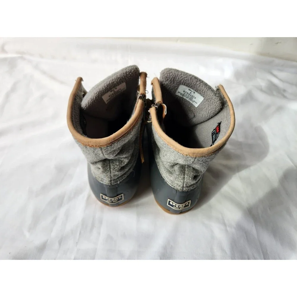 Sperry Top-Sider Women's 9 Gray Saltwater Wool Embossed Insulated Duck Boots